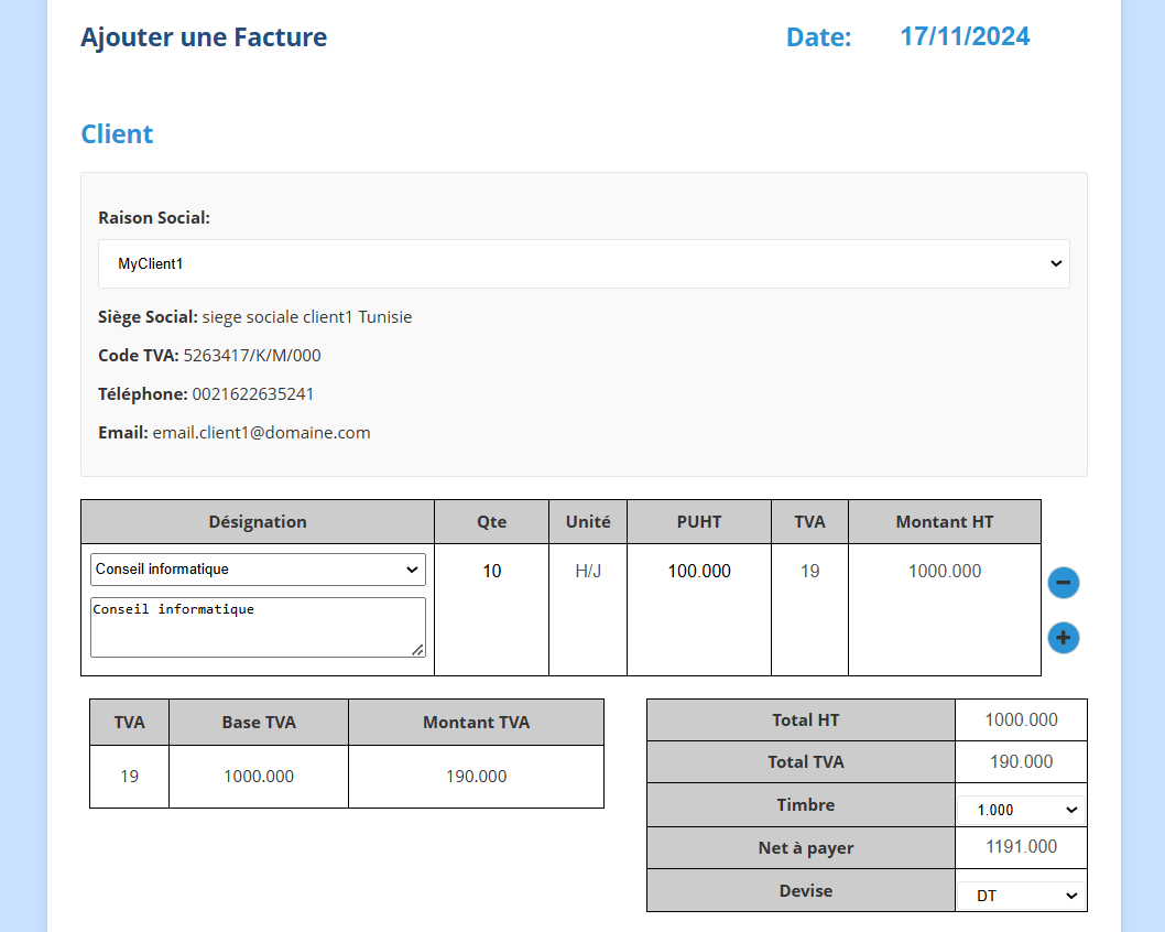 ExperFactrure: New Invoice